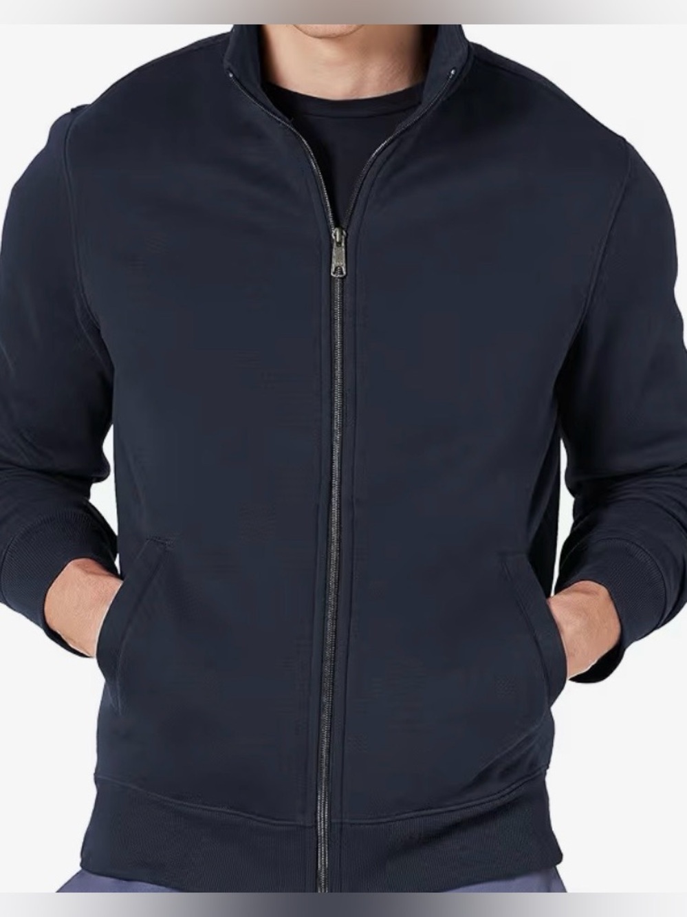Men’s Size XL & M Amazon Essentials Black‎ Zip-Up Mock Neck  Jacket NEW